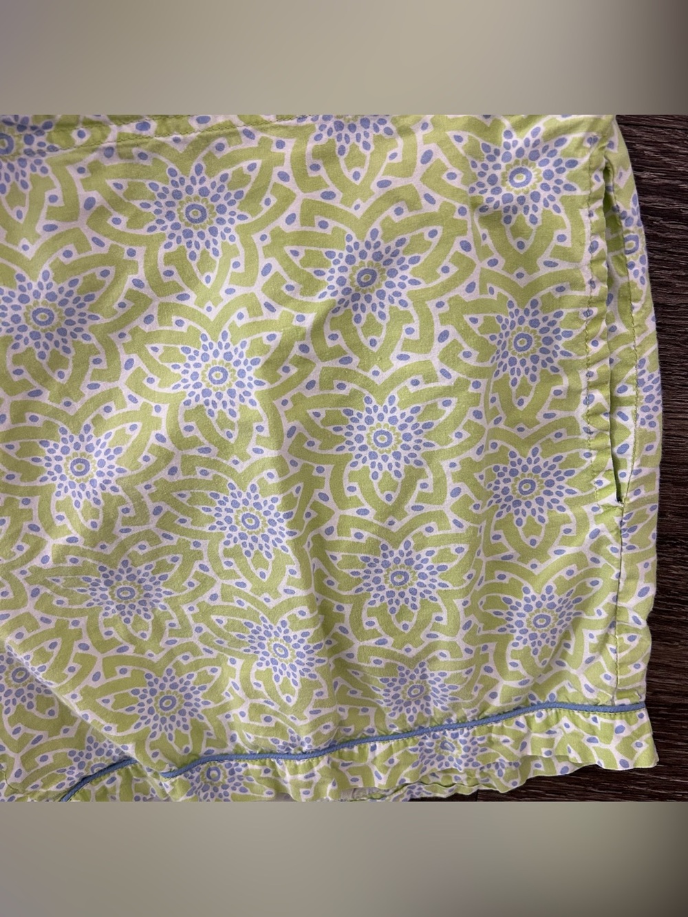 Needham Lane 100% Cotton Pajama Set Women’s L Shorts & Shirt Green Blue Print - Picture 5 of 11